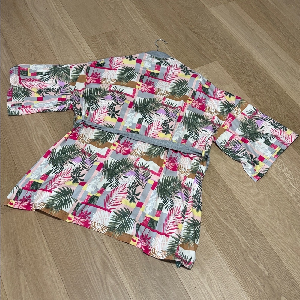 MEXX (XL) Tropical Floral Robe Soft Loungewear Soft Stretch Cozy Oversize NEW - Picture 10 of 14